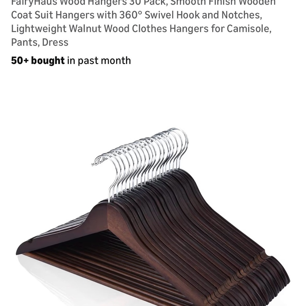 New in Box 30 Pack Slim Walnut Wood Clothes Hangers
